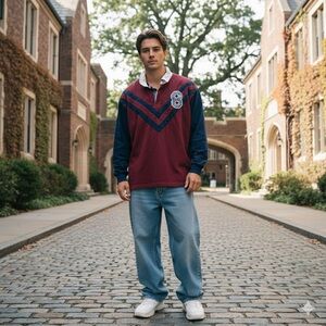 Tommy Hilfiger Vintage Rugby Shirt XL Y2K Preppy Streetwear